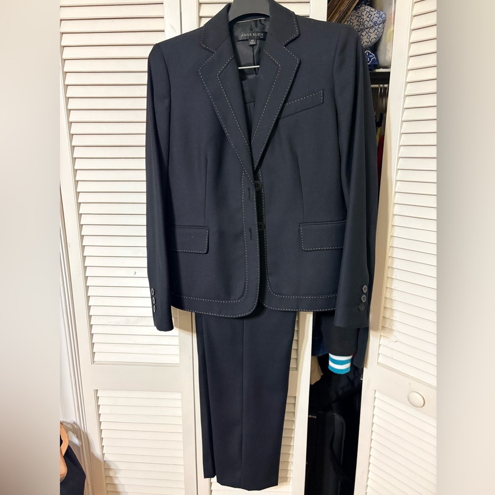 Anne Klein Black Suit with White Stitching